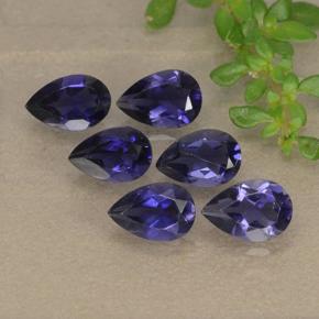 Iolite naturale blu intenso da 2,27 ct, taglio a pera, VS