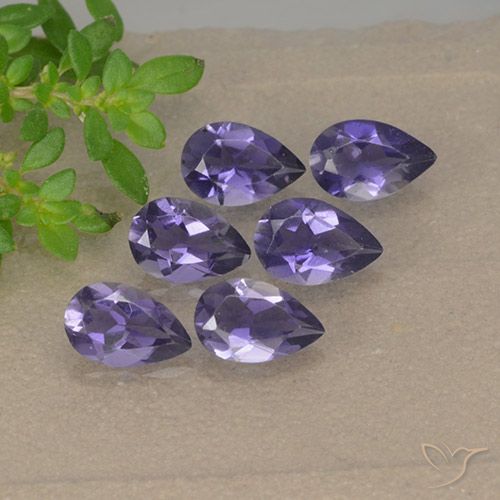 Iolite naturale viola da 1,65 ct, taglio a pera, VS