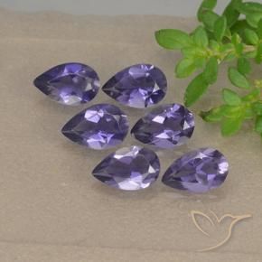 Iolite naturale viola da 1,65 ct, taglio a pera, VS
