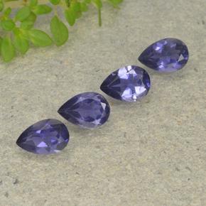 Gemme di Iolite Viola scuro naturale da 1.28 ct, Forma a pera, VS
