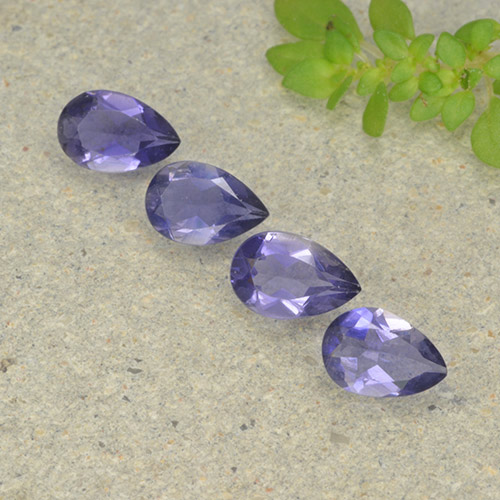 Iolite naturale viola da 1,19 ct, taglio a pera, VS