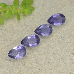 Iolite naturale viola da 1,19 ct, taglio a pera, VS