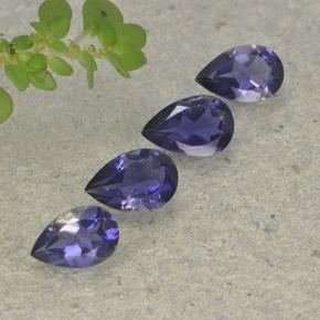Iolite naturale viola da 1,31 ct, taglio a pera, VS