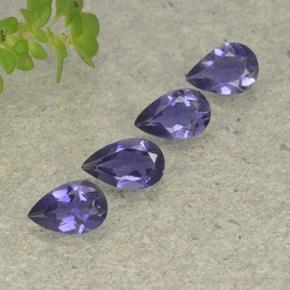 Gemme di Iolite Viola bluastro scuro naturale da 1.05 ct, Forma a pera, VS