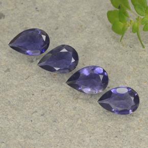 Iolite naturale viola da 1,11 ct, taglio a pera, VS