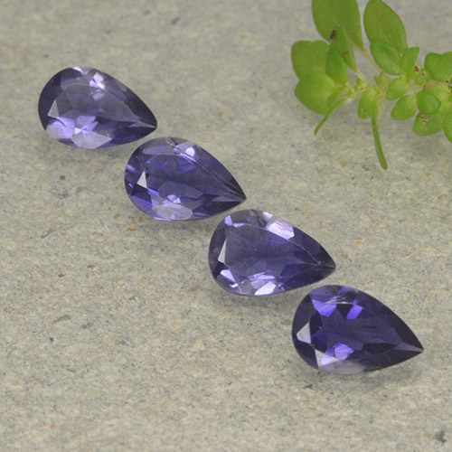 Iolite naturale viola da 1,18 ct, taglio a pera, VS
