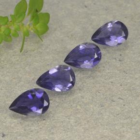 Iolite naturale viola da 1,18 ct, taglio a pera, VS