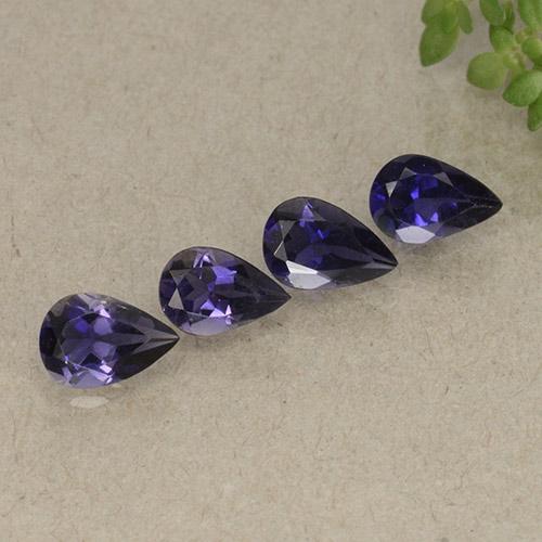 Iolite naturale viola da 1,34 ct, taglio a pera, VS