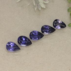 Iolite naturale viola da 1,74 ct, taglio a pera, VS