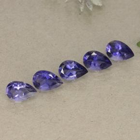 Iolite naturale viola da 1,74 ct, taglio a pera, VS