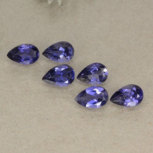 Iolite naturale viola da 2,04 ct, taglio a pera, VS