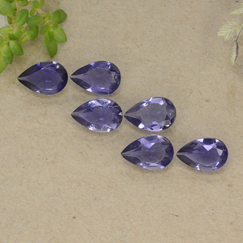 Iolite naturale viola da 1,68 ct, taglio a pera, VS