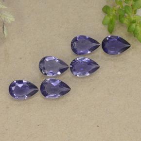 Iolite naturale viola da 1,68 ct, taglio a pera, VS