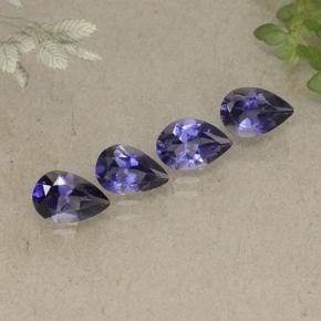 Iolite naturale viola intenso da 1,43 ct, taglio a pera, VS