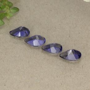 Iolite naturale viola intenso da 1,43 ct, taglio a pera, VS