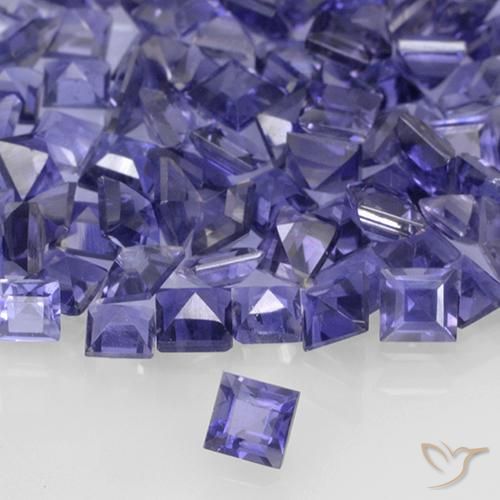 Iolite naturale viola da 0,12 ct, quadrato, VVS-VS
