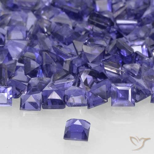 Iolite naturale viola da 0,12 ct, quadrato, VVS-VS