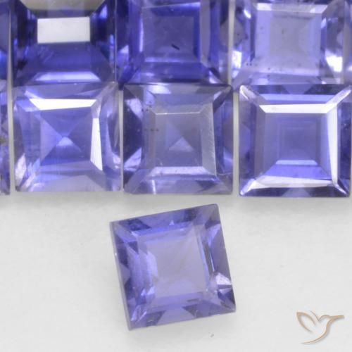Iolite Intenso Viola Blu naturale da 0.13 ct, Quadrato, VS