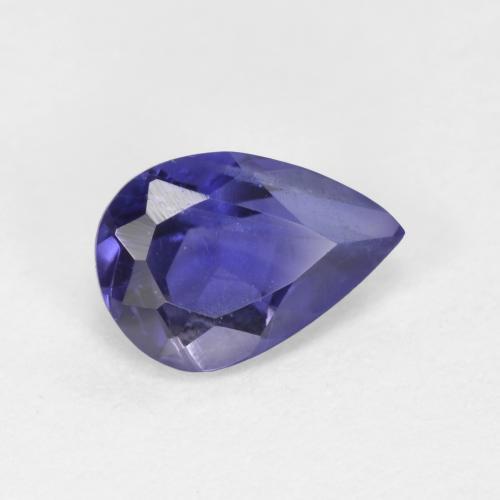 Iolite Blu scuro naturale da 0.55 ct, Forma a pera, VS-SI