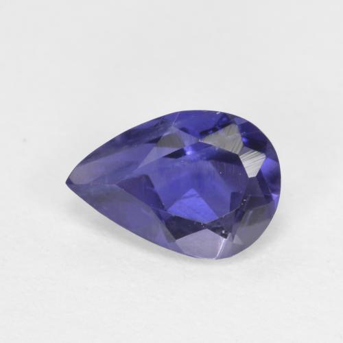 Iolite Blu scuro naturale da 0.55 ct, Forma a pera, VS-SI