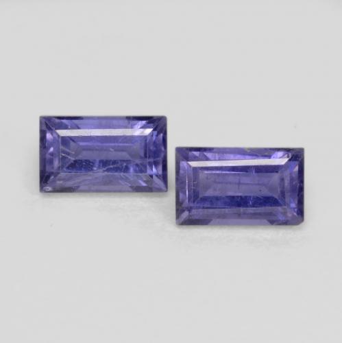 Iolite naturale viola da 0,70 ct, baguette, VS-SI