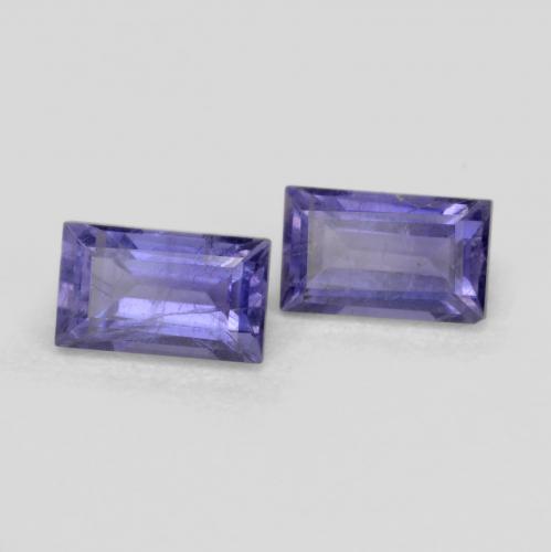 Iolite naturale viola da 0,70 ct, baguette, VS-SI