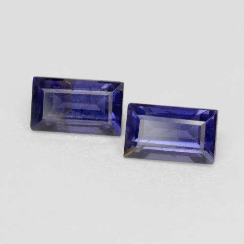 Gemme di iolite viola bluastro scuro naturale da 0,61 ct, baguette, VS-SI
