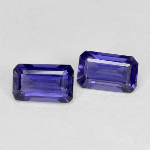 Iolite naturale viola da 0,51 ct, taglio smeraldo, VS-SI