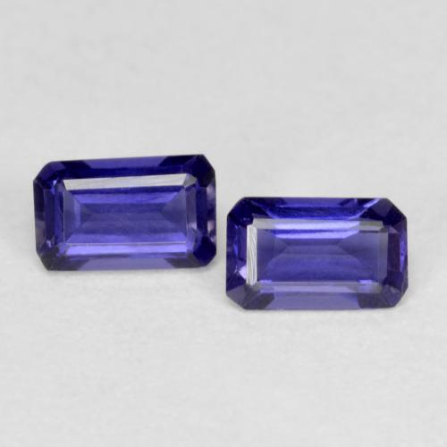 Iolite naturale viola da 0,51 ct, taglio smeraldo, VS-SI