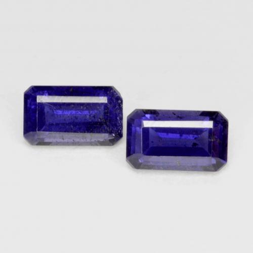 Gemme di Iolite Viola bluastro scuro naturale da 0.58 ct, Taglio smeraldo, VS-SI