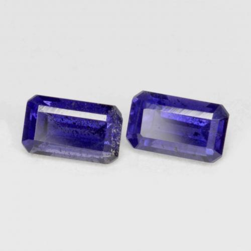 Gemme di Iolite Viola bluastro scuro naturale da 0.58 ct, Taglio smeraldo, VS-SI