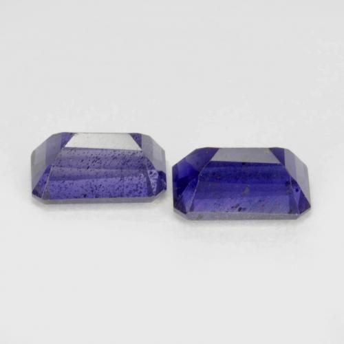 Gemme di Iolite Viola bluastro scuro naturale da 0.58 ct, Taglio smeraldo, VS-SI