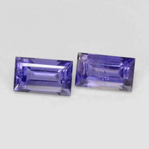 Gemme di Iolite Viola scuro naturale da 0.59 ct, Taglio a baguette, VS-SI