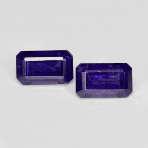 Gemme di Iolite Viola scuro naturale da 0.58 ct, Taglio smeraldo, VS-SI