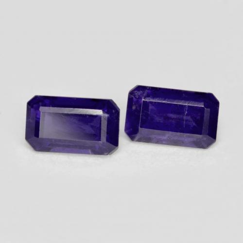 Gemme di Iolite Viola scuro naturale da 0.58 ct, Taglio smeraldo, VS-SI
