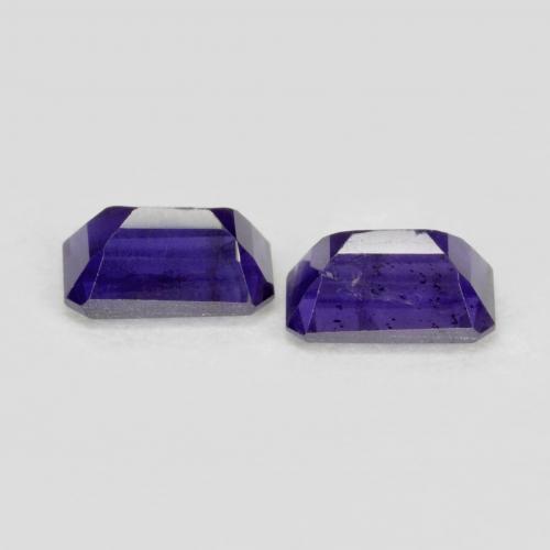 Gemme di Iolite Viola scuro naturale da 0.58 ct, Taglio smeraldo, VS-SI
