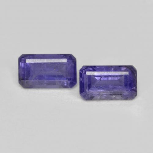 Iolite naturale viola da 0,58 ct, taglio smeraldo, VS-SI