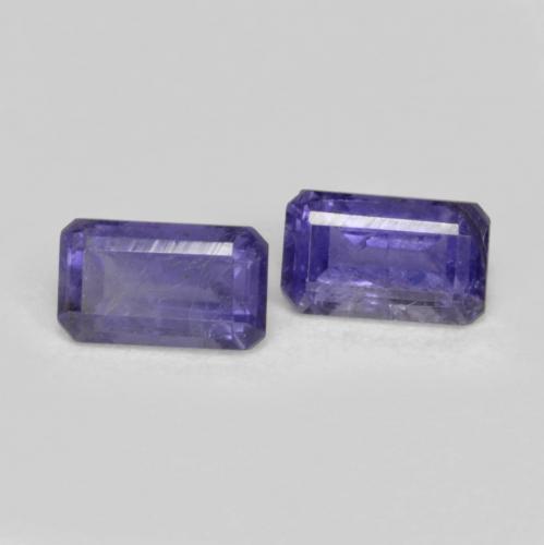 Iolite naturale viola da 0,58 ct, taglio smeraldo, VS-SI