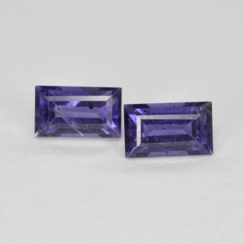 Gemme di Iolite Melanzane Viola naturale da 0.64 ct, Taglio a baguette, VS-SI
