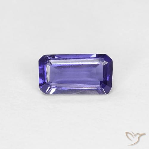 Iolite naturale viola da 0,22 ct, taglio smeraldo, VVS-VS