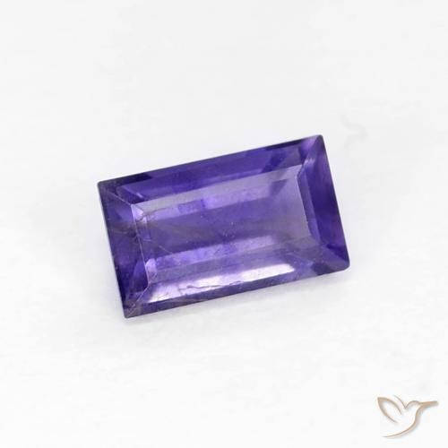 Iolite Viola bluastro scuro naturale da 0.30 ct, Taglio a baguette, VS