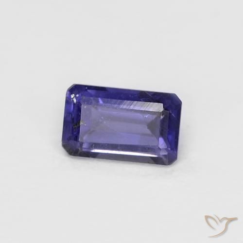 Iolite naturale viola da 0,28 ct, taglio smeraldo, VS