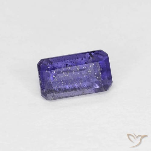 Iolite Viola bluastro scuro naturale da 0.29 ct, Taglio smeraldo, VS-SI