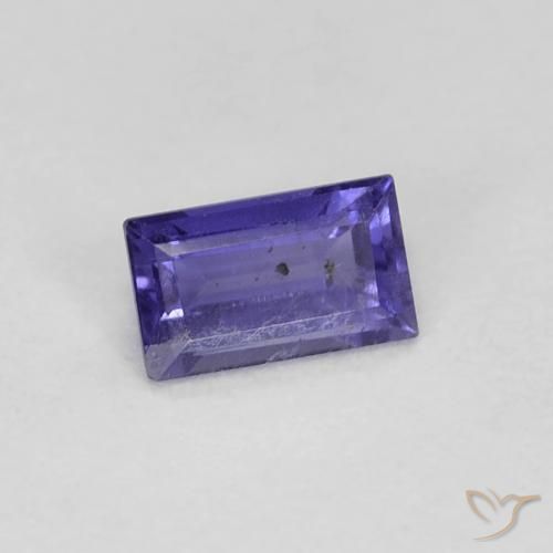 Iolite Viola bluastro scuro naturale da 0.26 ct, Taglio a baguette, VS-SI