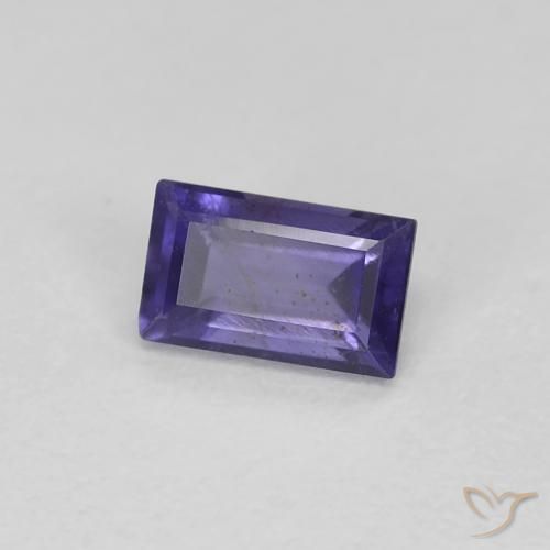 Iolite Viola bluastro scuro naturale da 0.28 ct, Taglio a baguette, VS-SI