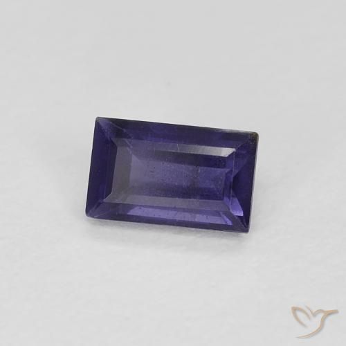 Iolite Viola scuro naturale da 0.26 ct, Taglio a baguette, VS