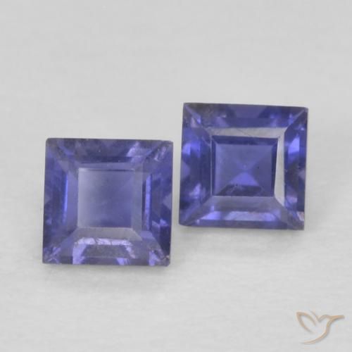0.19ctw Naturale Viola bluastro scuro Iolite, Quadrato, VS