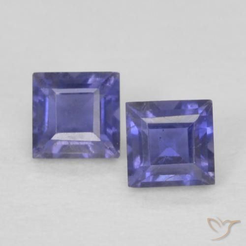Gemme di Iolite Viola bluastro scuro naturale da 0.19 ct, Quadrato, VS