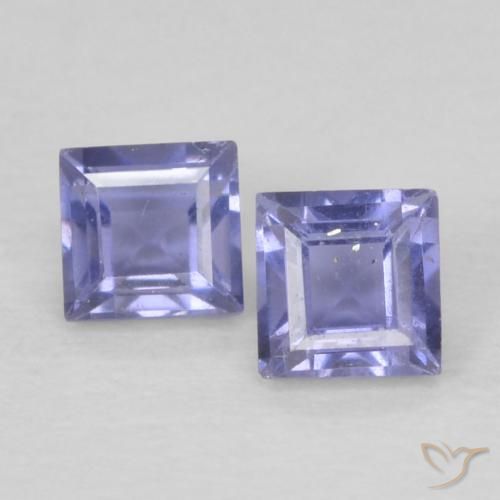0.20ctw Naturale Blu argenteo Iolite, Quadrato, VS