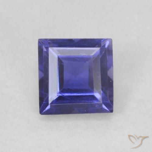 0.12ct Naturale Viola bluastro scuro Iolite, Quadrato, VVS
